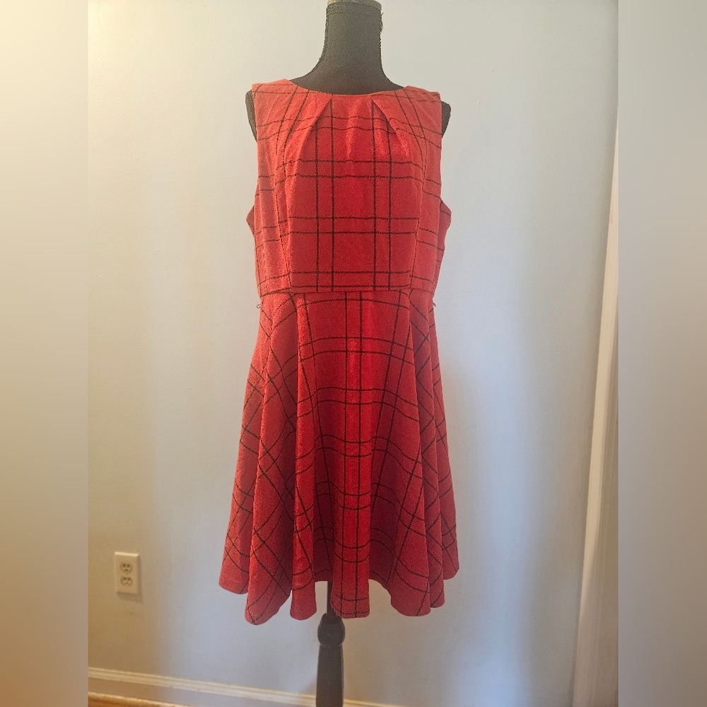 Elle Vibrant Red Checkered Dress